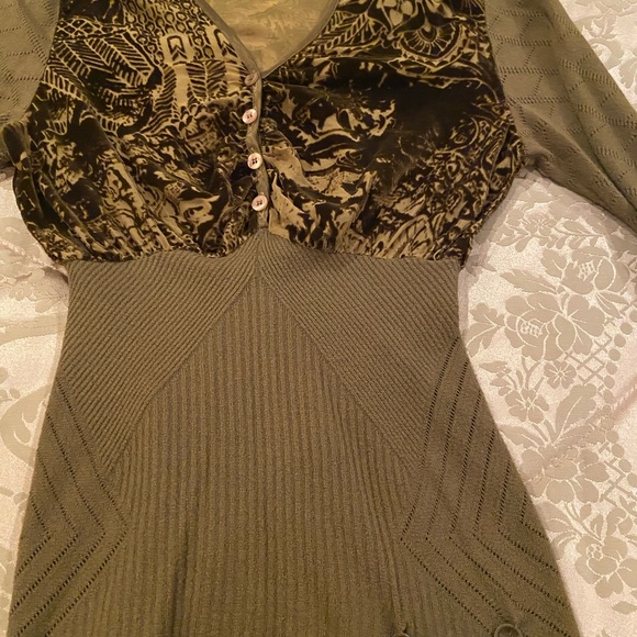 Just Cavalli Brown/Olive Knit Blouse With Velvet Small - Picture 3 of 12